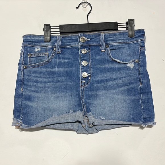 American Eagle Outfitters Pants - American Eagle Ne(x)t Level Stretch Hi-Rise Shortie Medium Wash Denim Shorts 10